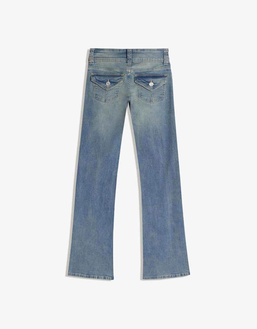 Jean bootcut kapaklı-Açık mavi