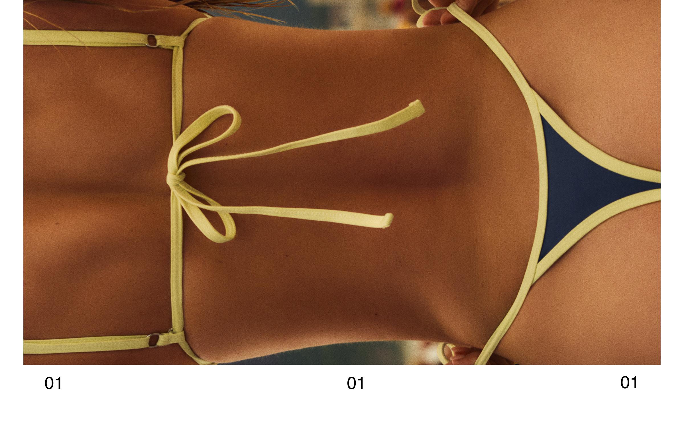 Contrast thong bikini briefs — Navy
