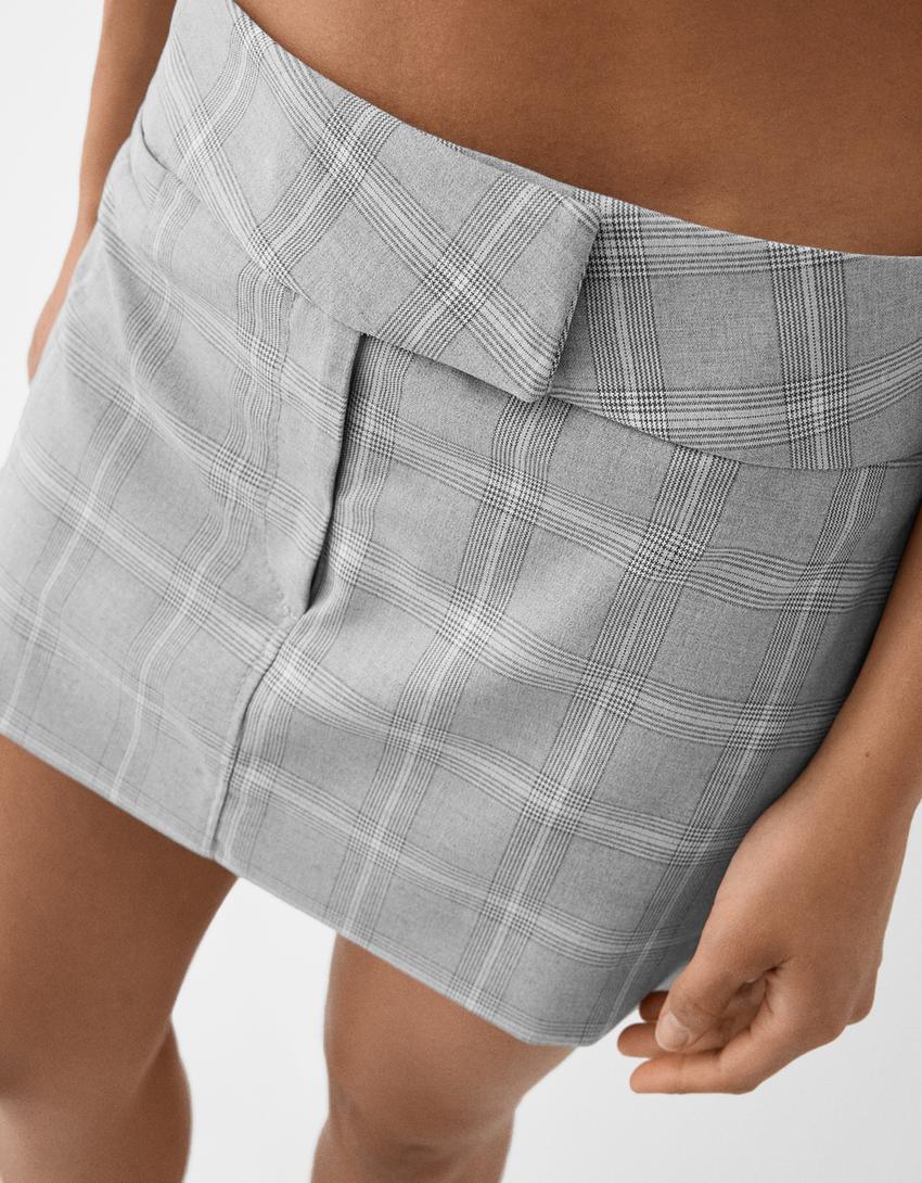 تنورة قصيرة محبوكة-رمادي-5