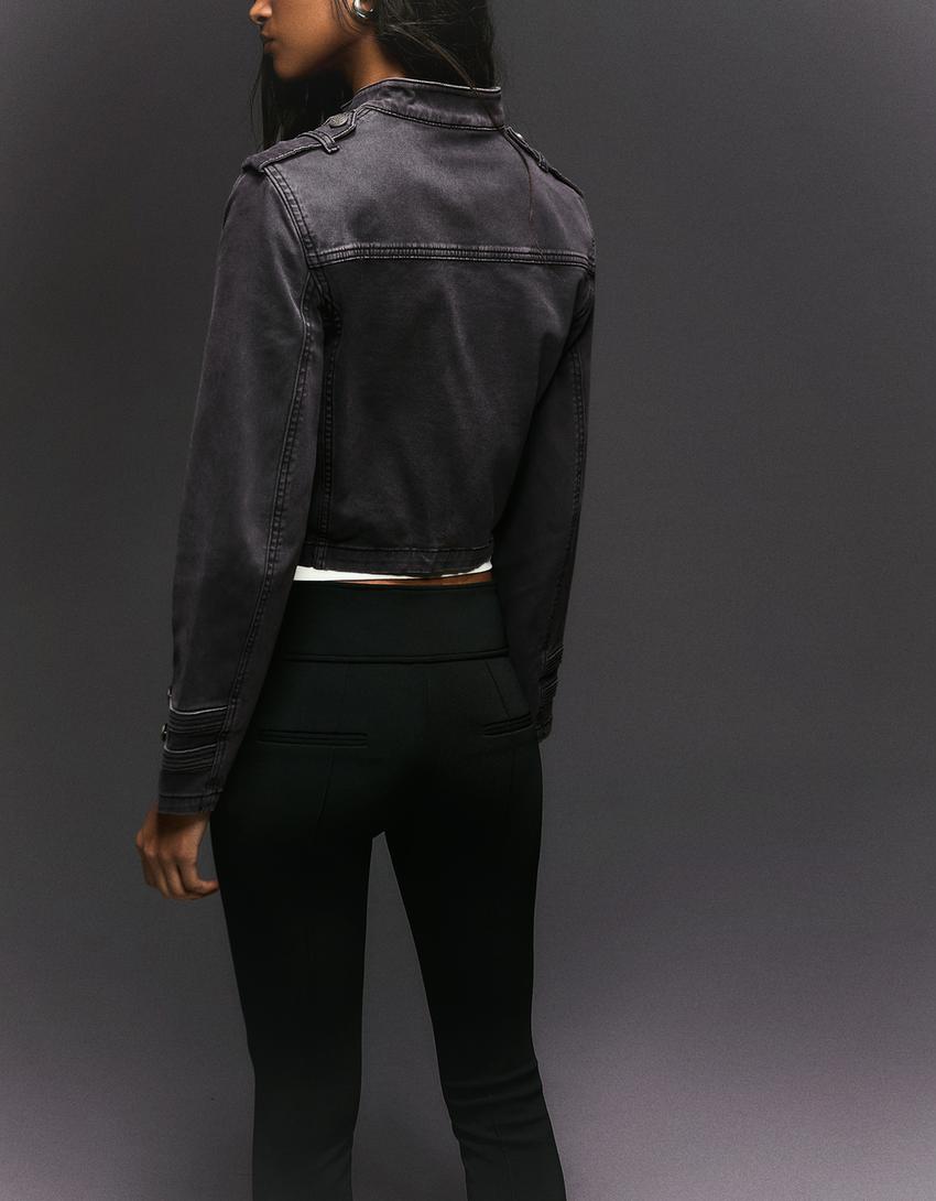 Cazadora botones-Gris oscuro