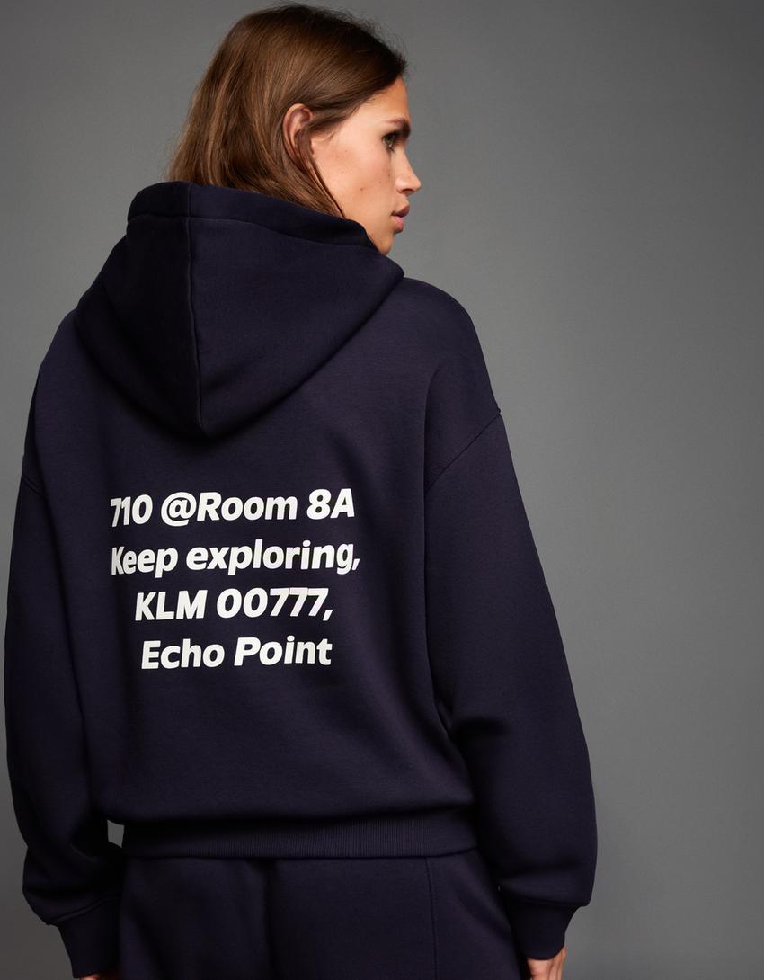Sudadera capucha print-Marino