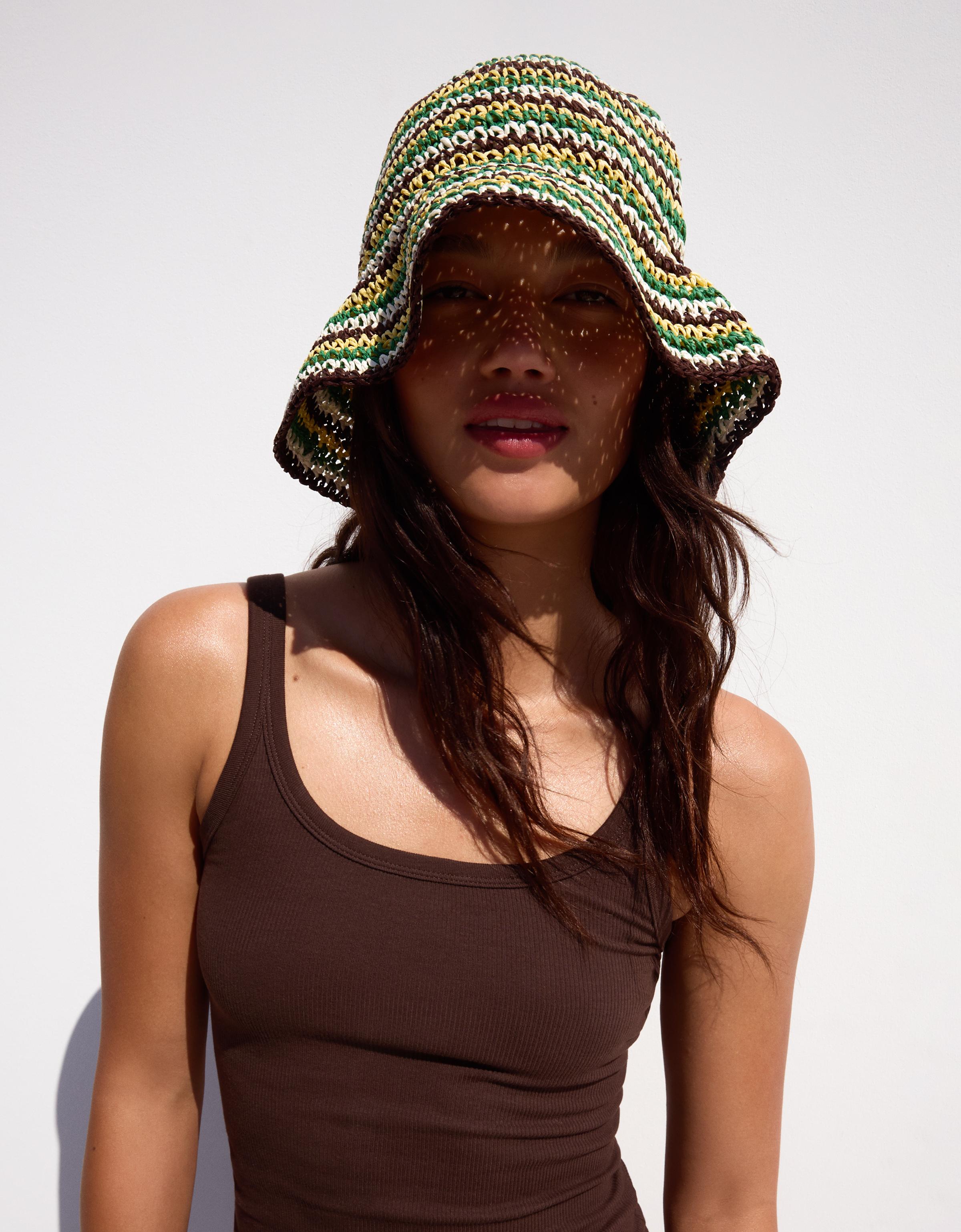 Gorro Bucket Rústico Mujer Amarillo
