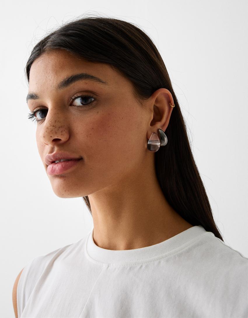 طقم من 3 أقراط قطرات-فضي-3