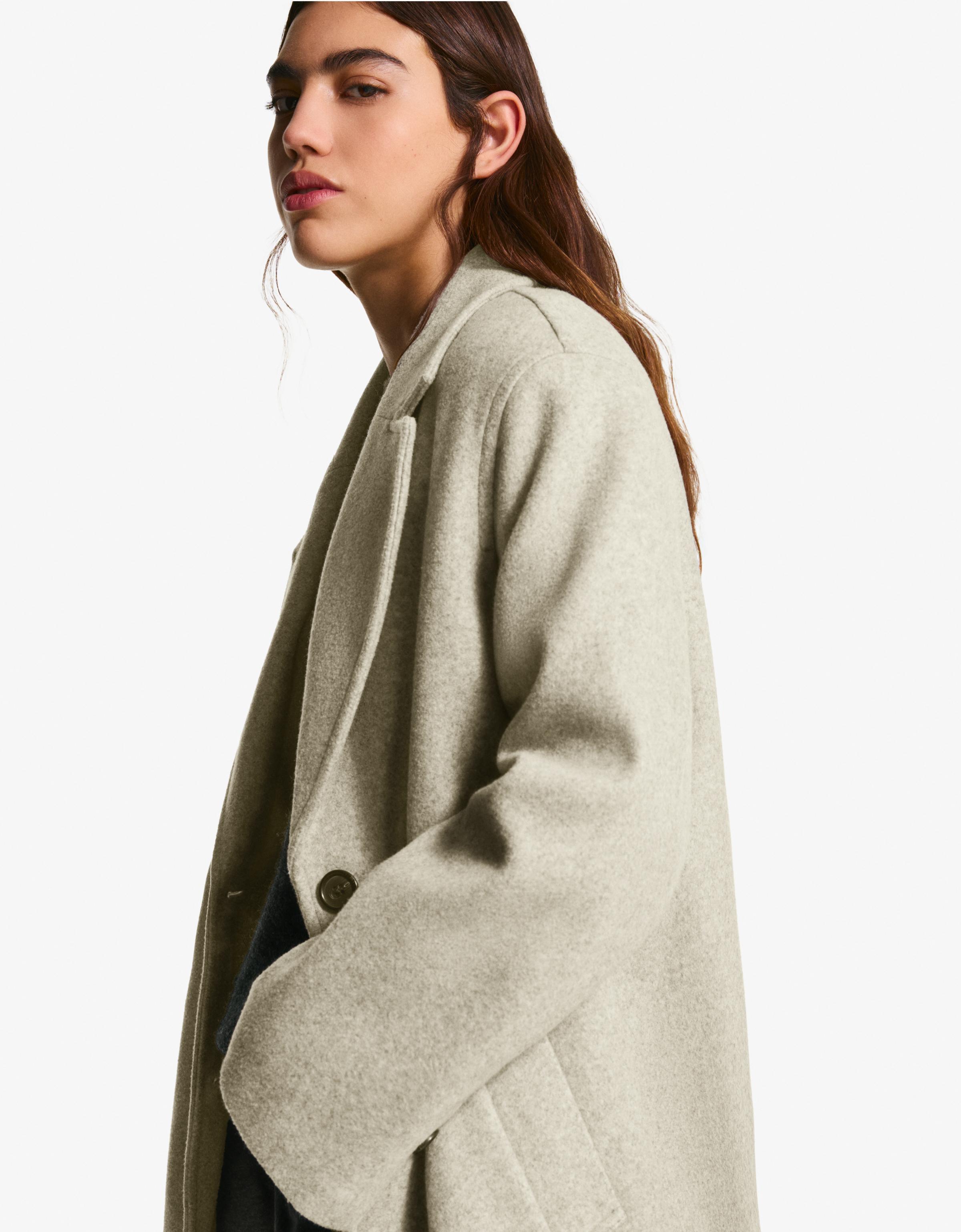 Soft-touch long coat — Sand