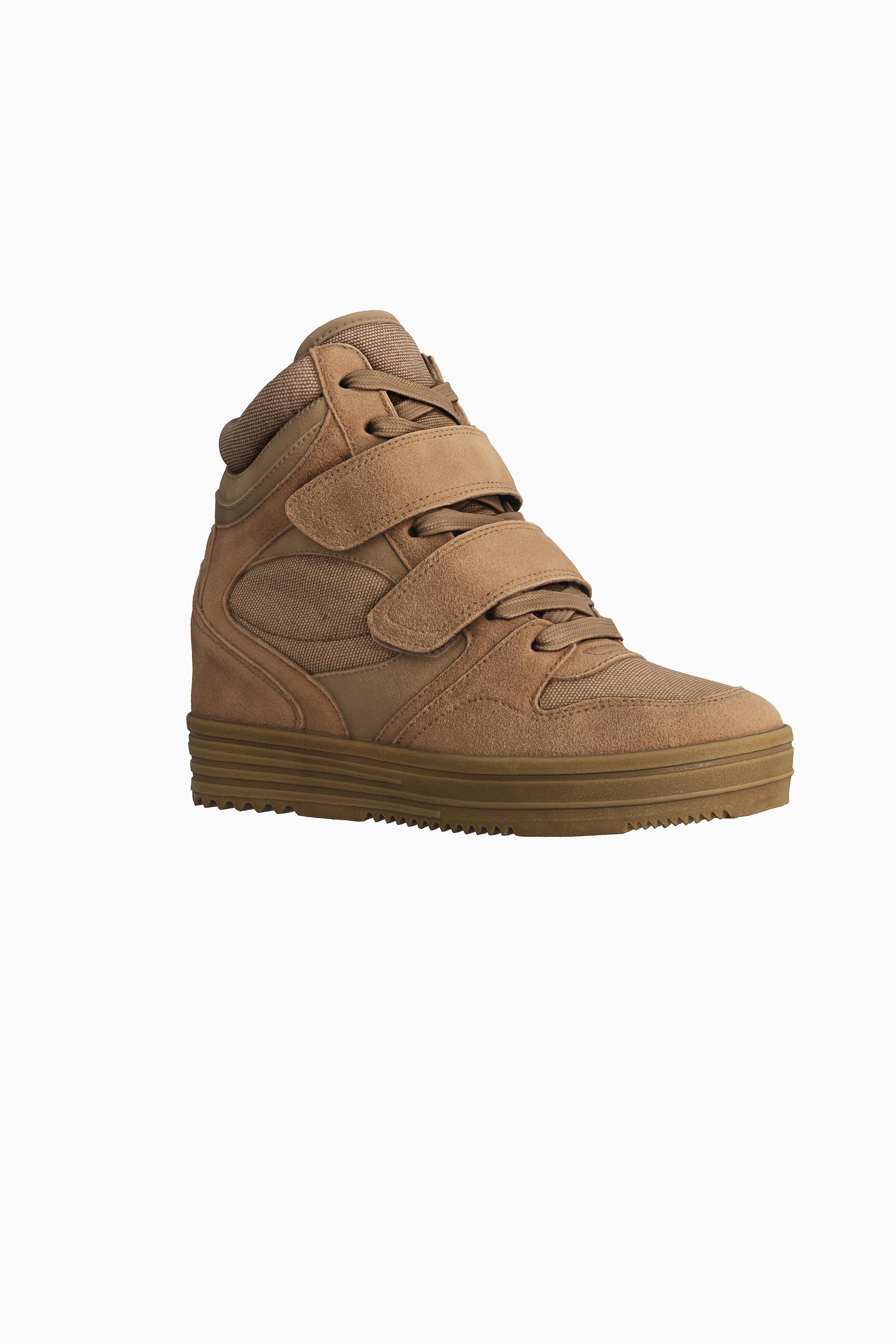 High-top trainers with inner wedge-Tan-4