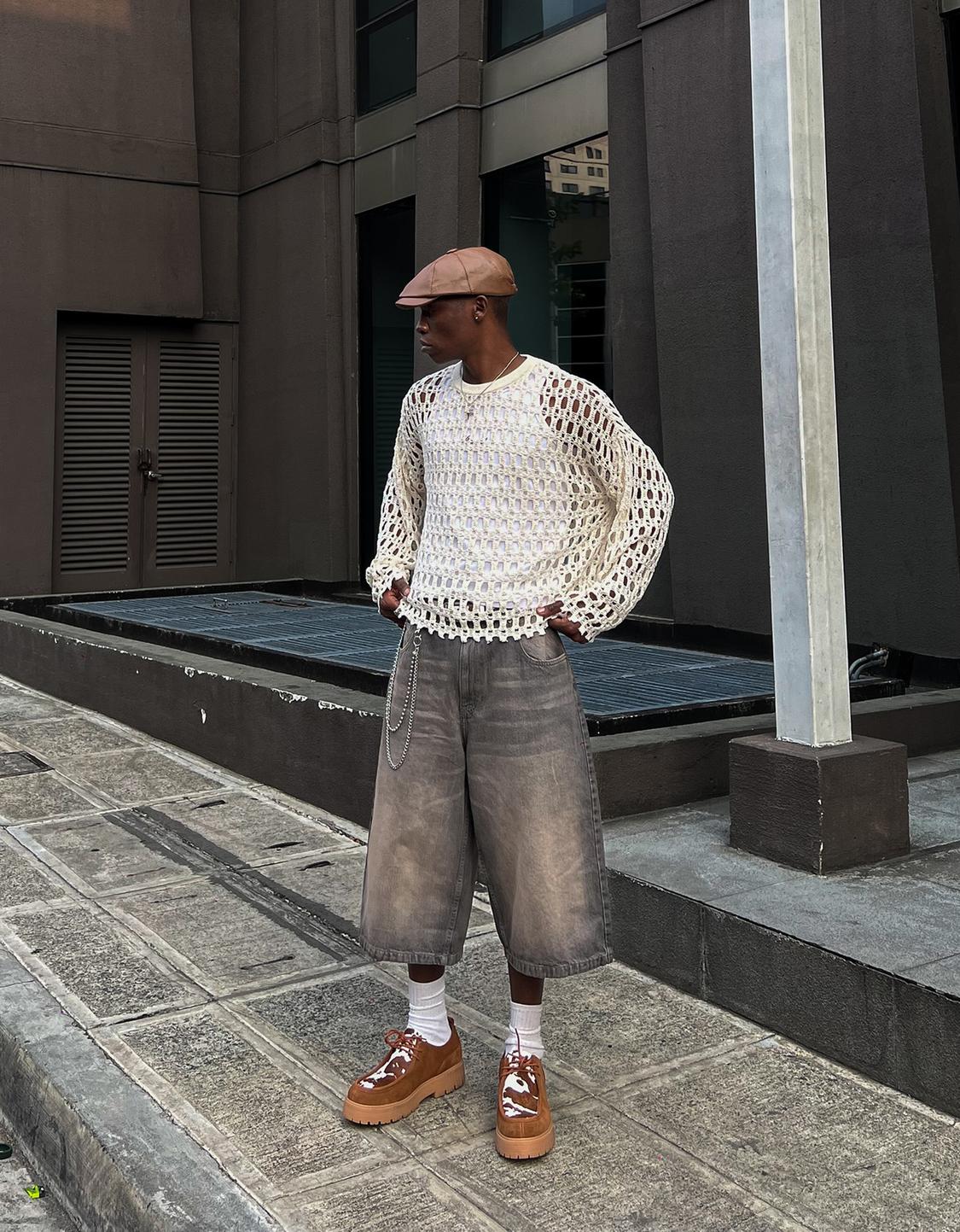 Super baggy denim Bermuda jorts