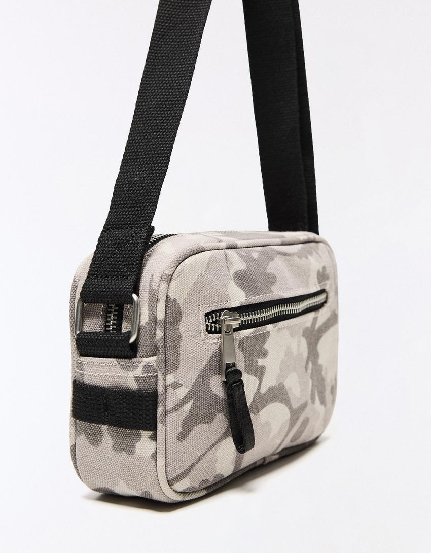 Printed crossbody bag-Mixed gray