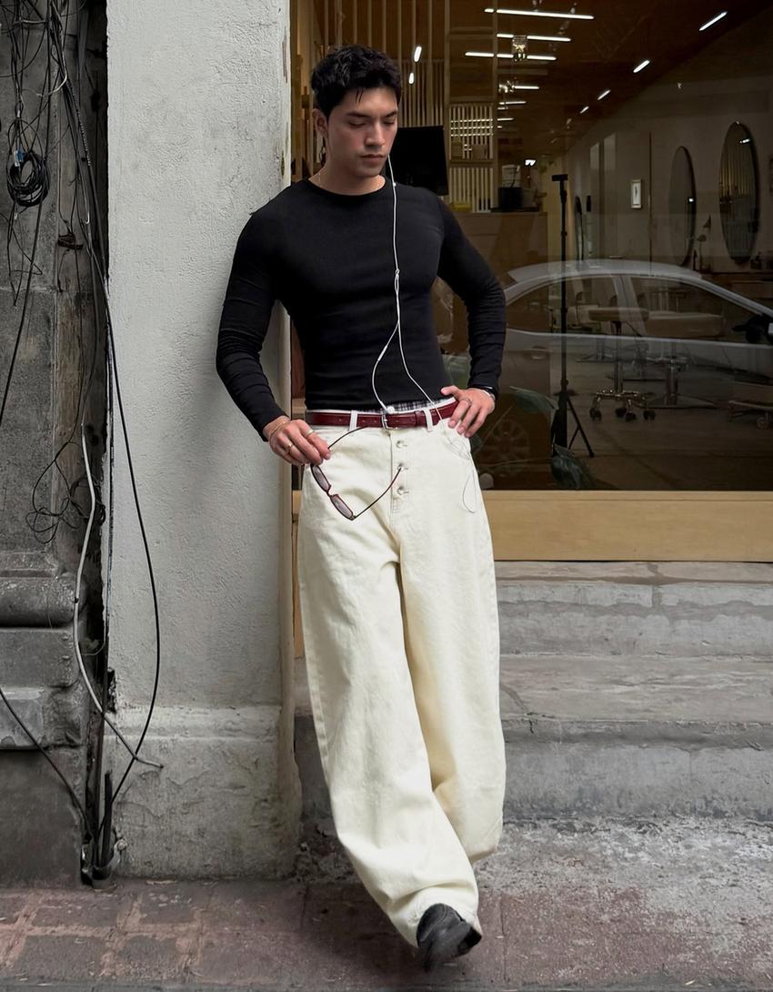 Barrel jeans-Cream