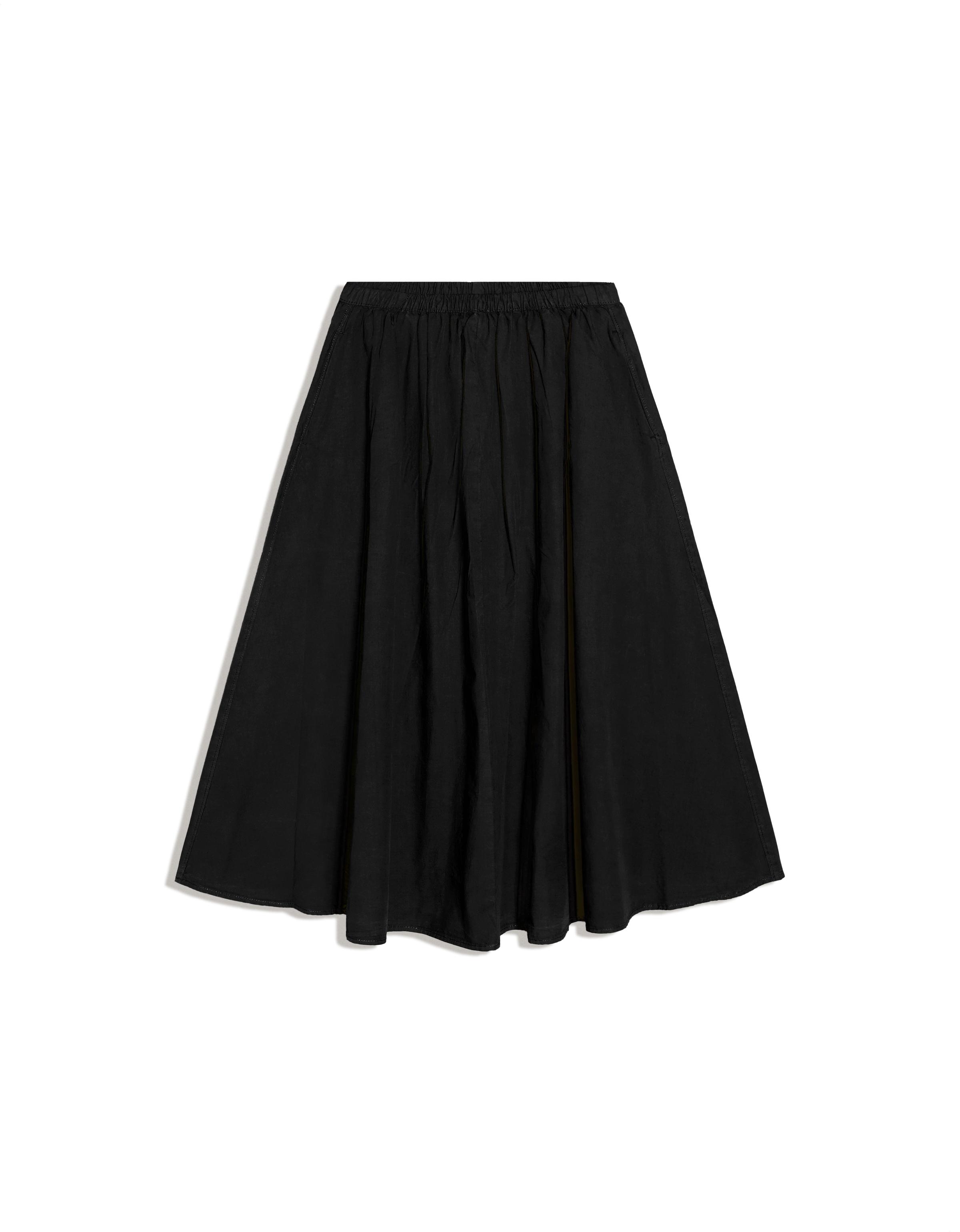 Elasticated waist midi skirt — Black