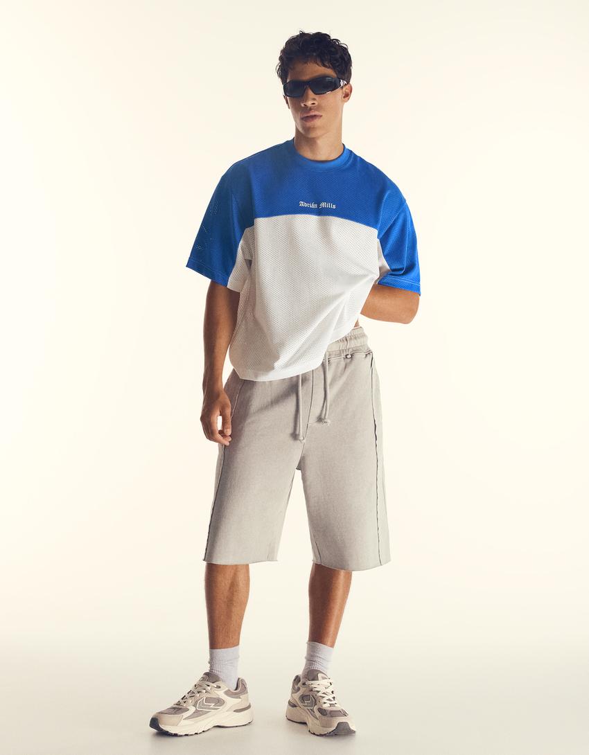 ADRIÁN MILLS short sleeve mesh T-shirt-Blue
