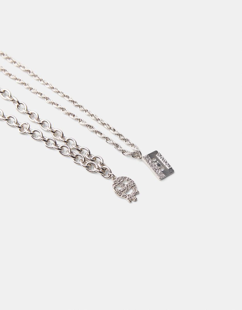 Lot 2 colliers cassette-Argent-3