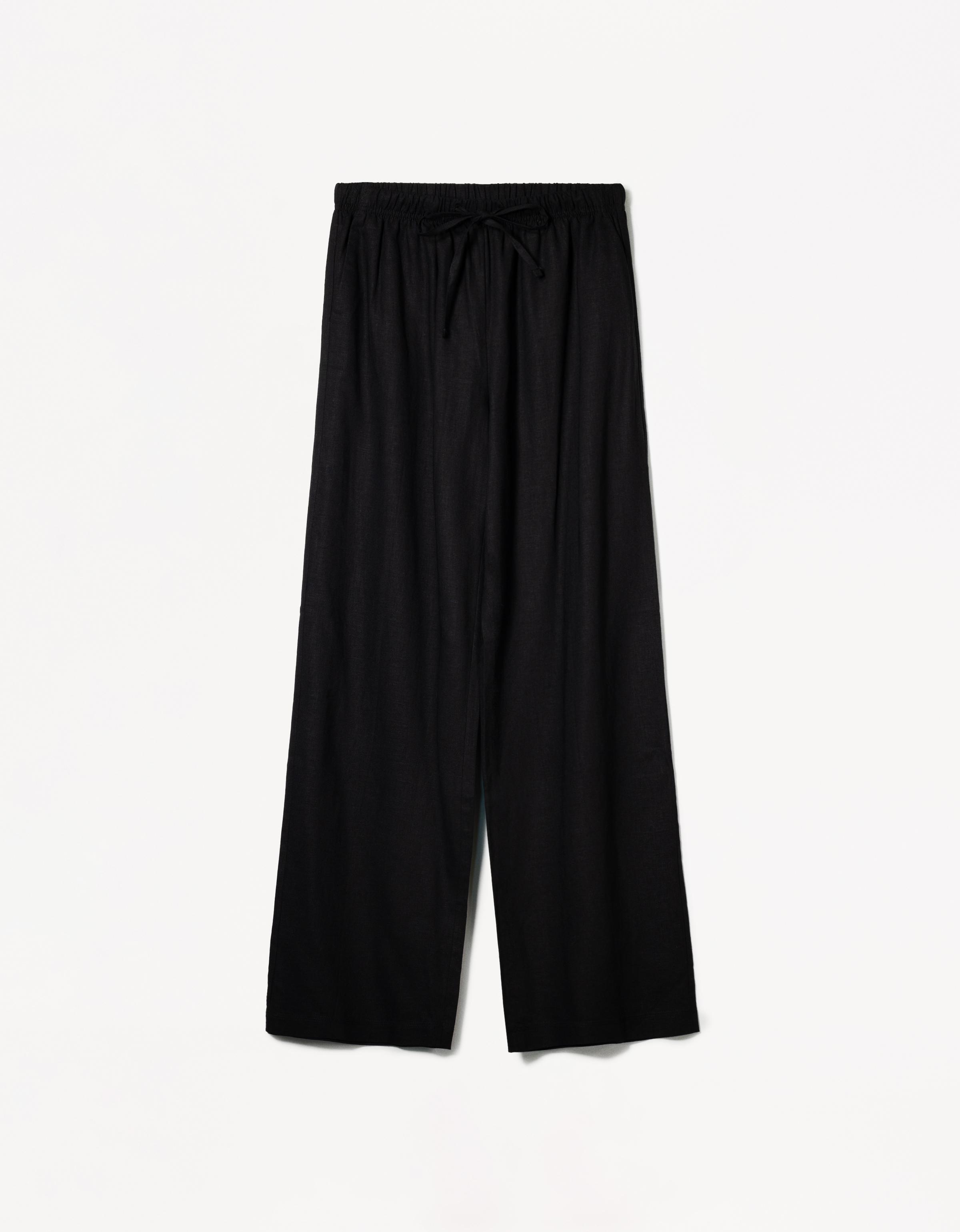 Bershka Hose Mit Leinen Und Kordelzug Mit Schleife Am Bund Damen S Schwarz