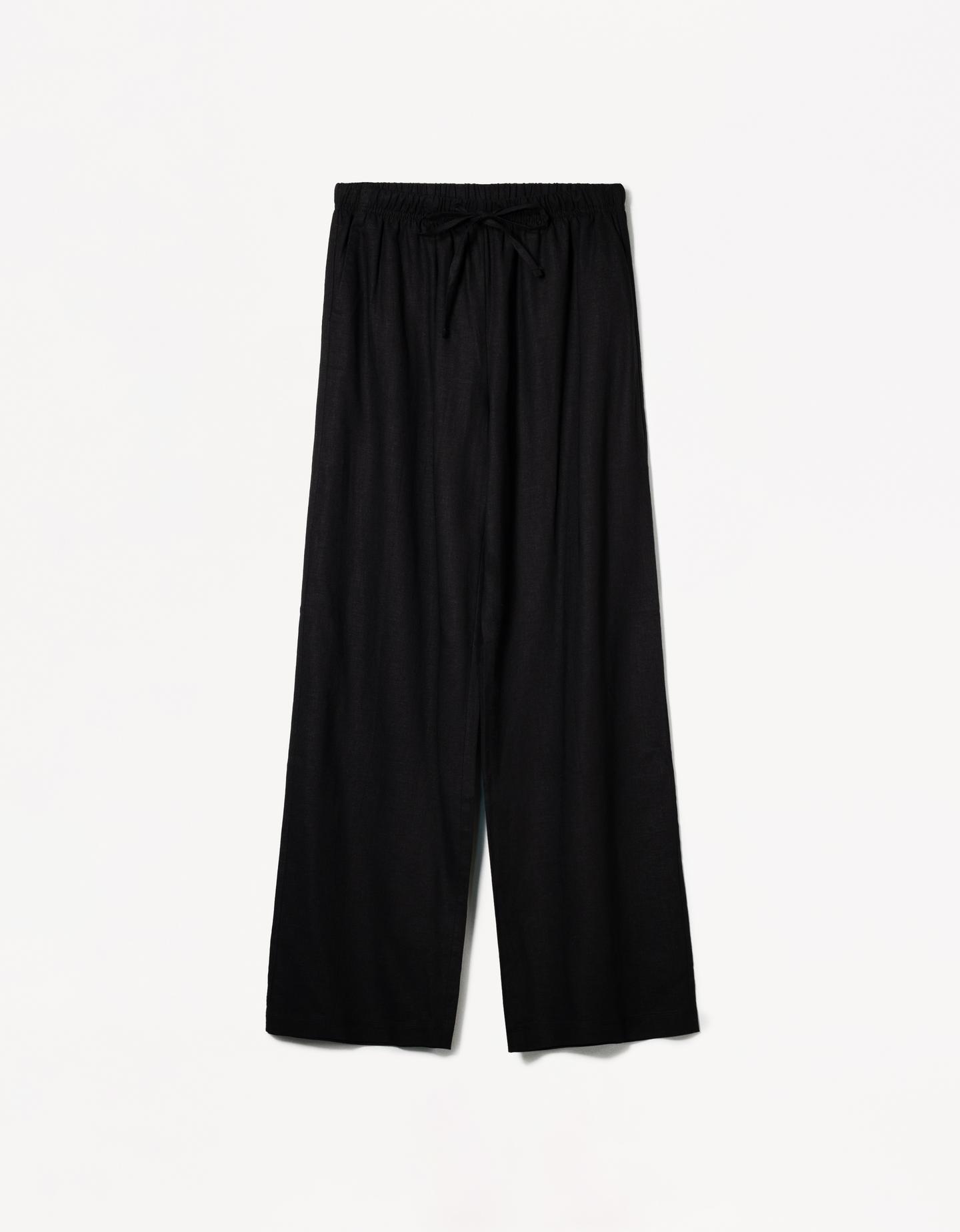 Bershka Hose Mit Leinen Und Kordelzug Mit Schleife Am Bund Damen Xxs Schwar günstig online kaufen