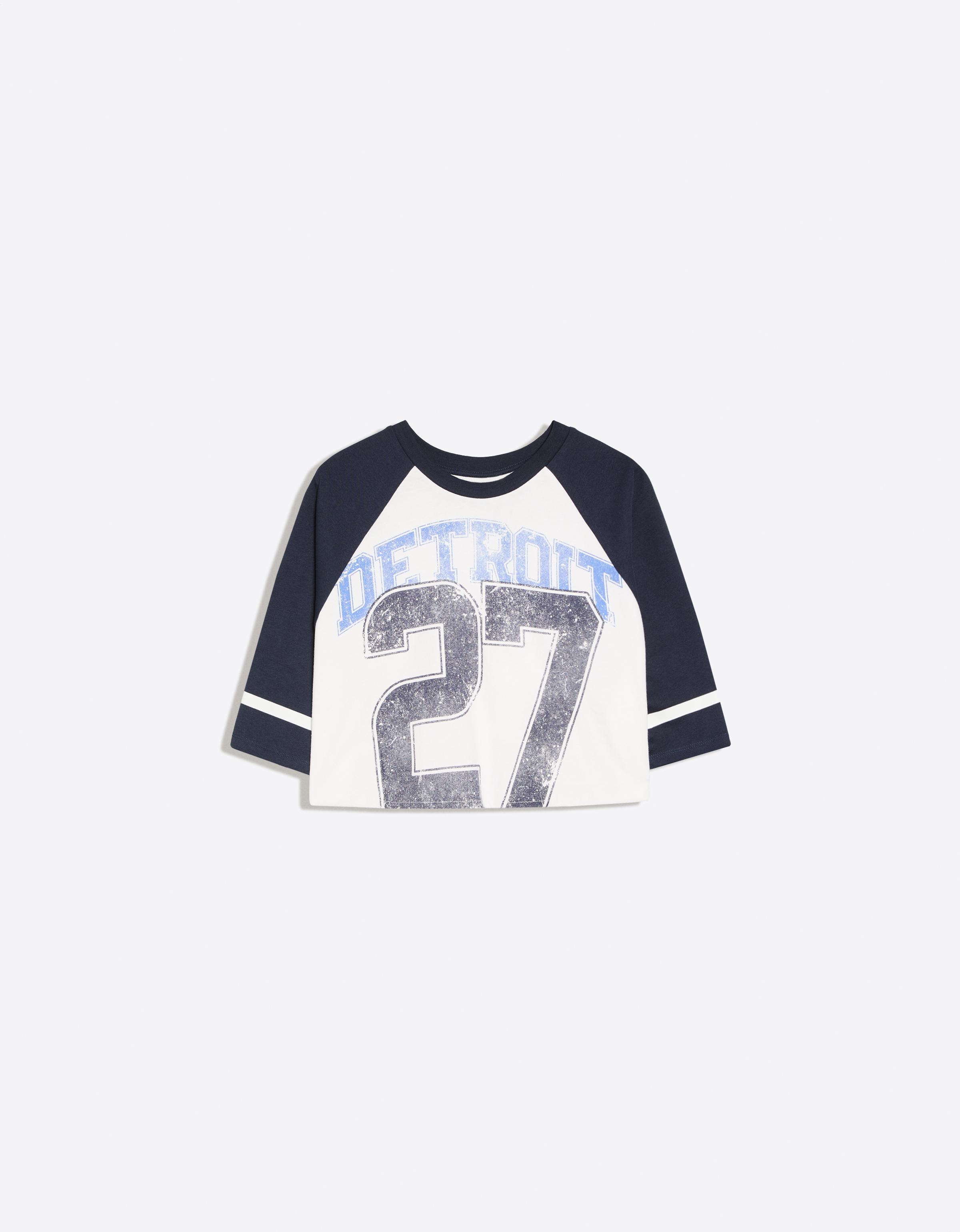 Short sleeve raglan print T-shirt — Off white