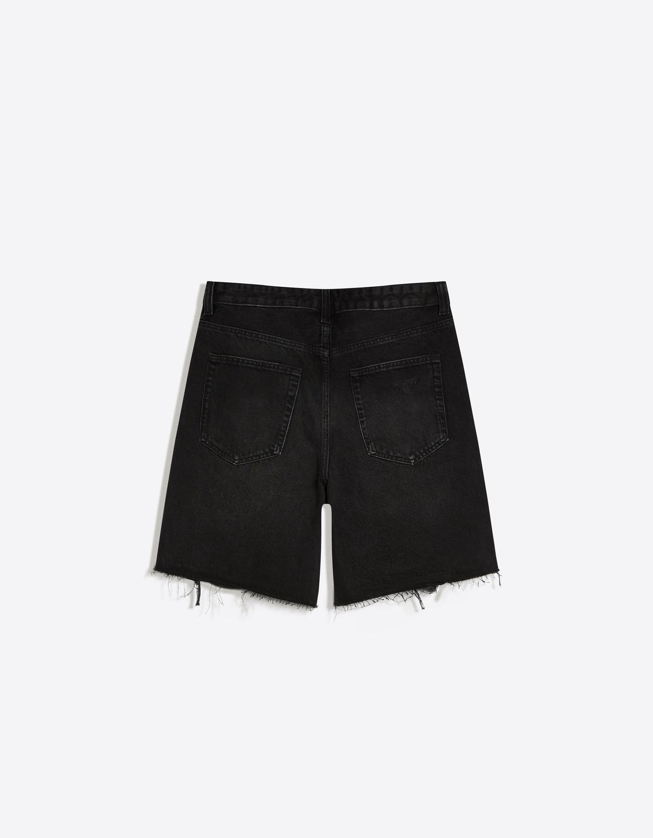 Ripped denim Bermuda shorts — Black
