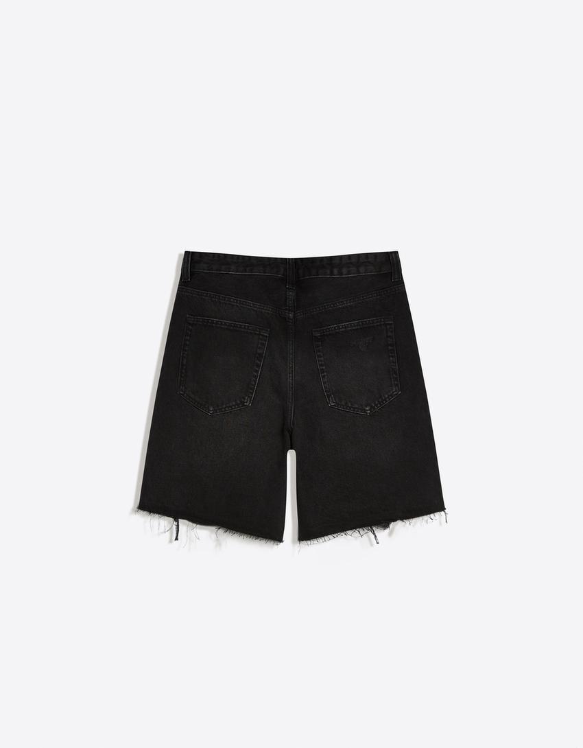 Bermuda denim rotos-Negro