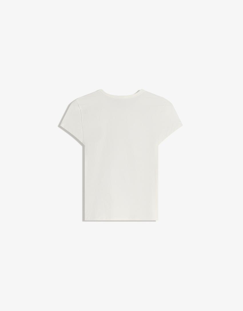 Camiseta manga corta print-Blanco roto