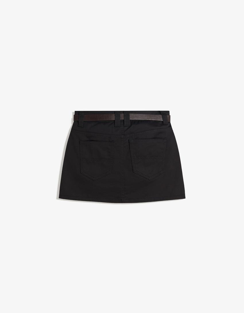 Mini-jupe ceinture-Noir-1