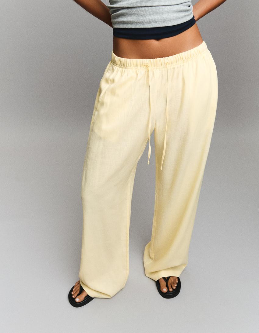 Elasticated waist trousers-Yellow