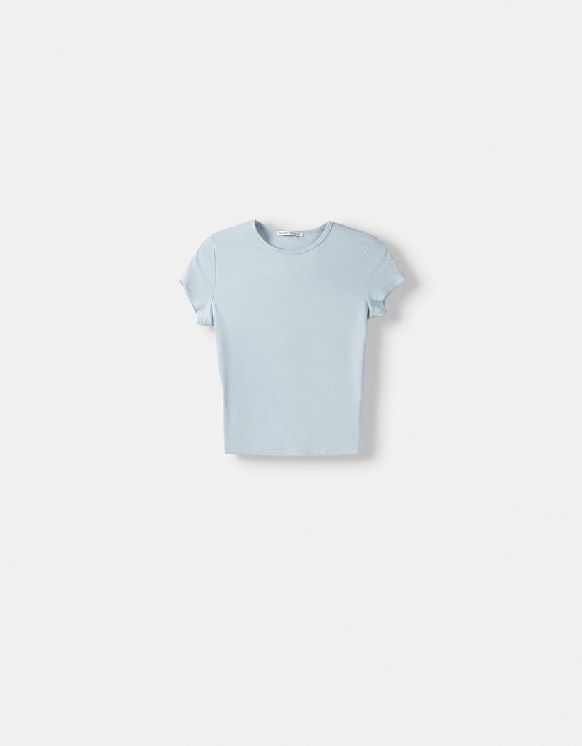 Short sleeve crew neck T-shirt-Light blue-4