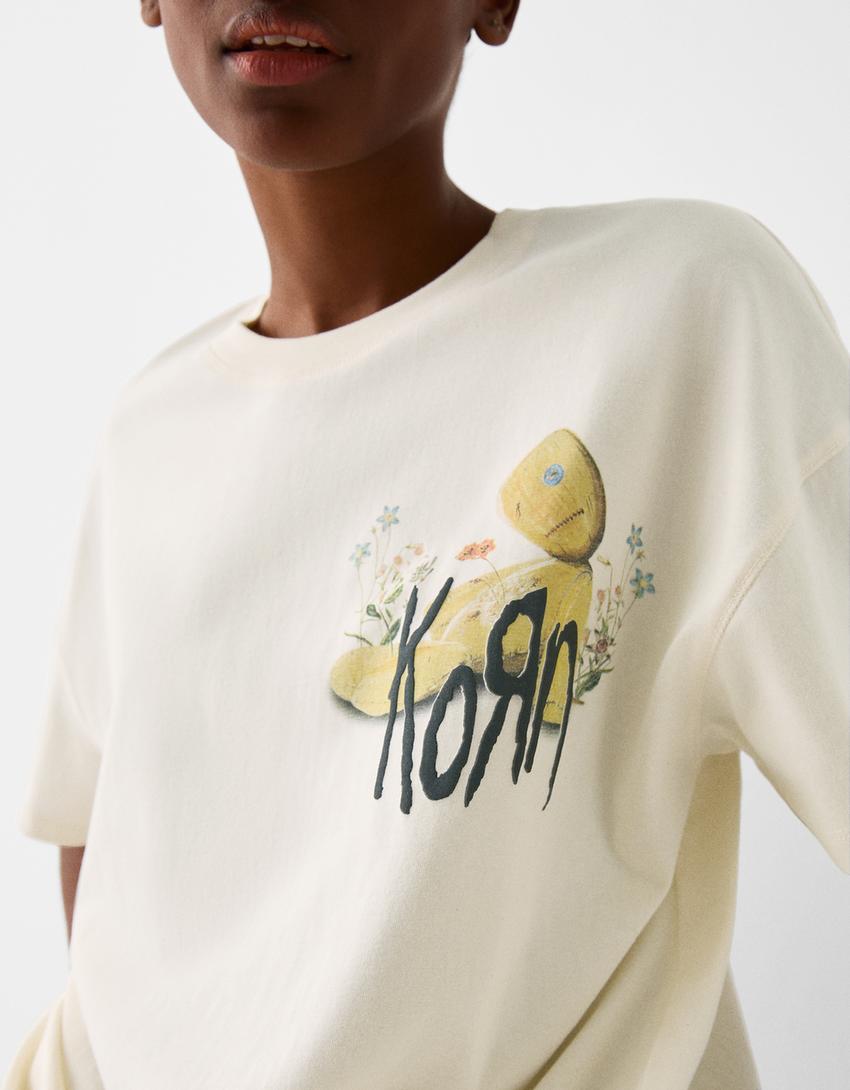 تيشرت بطبعة كورن وأكمام قصيرة-كريمي-6