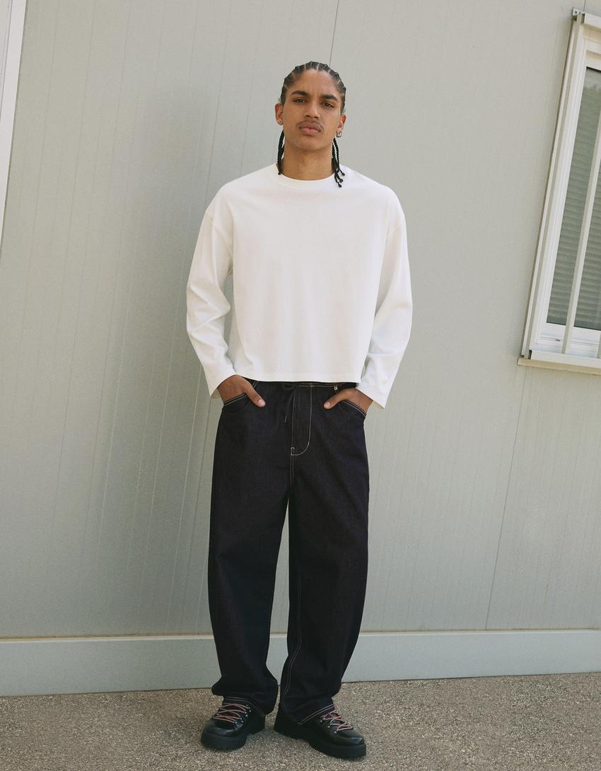 Baggy jogger jeans-Navy