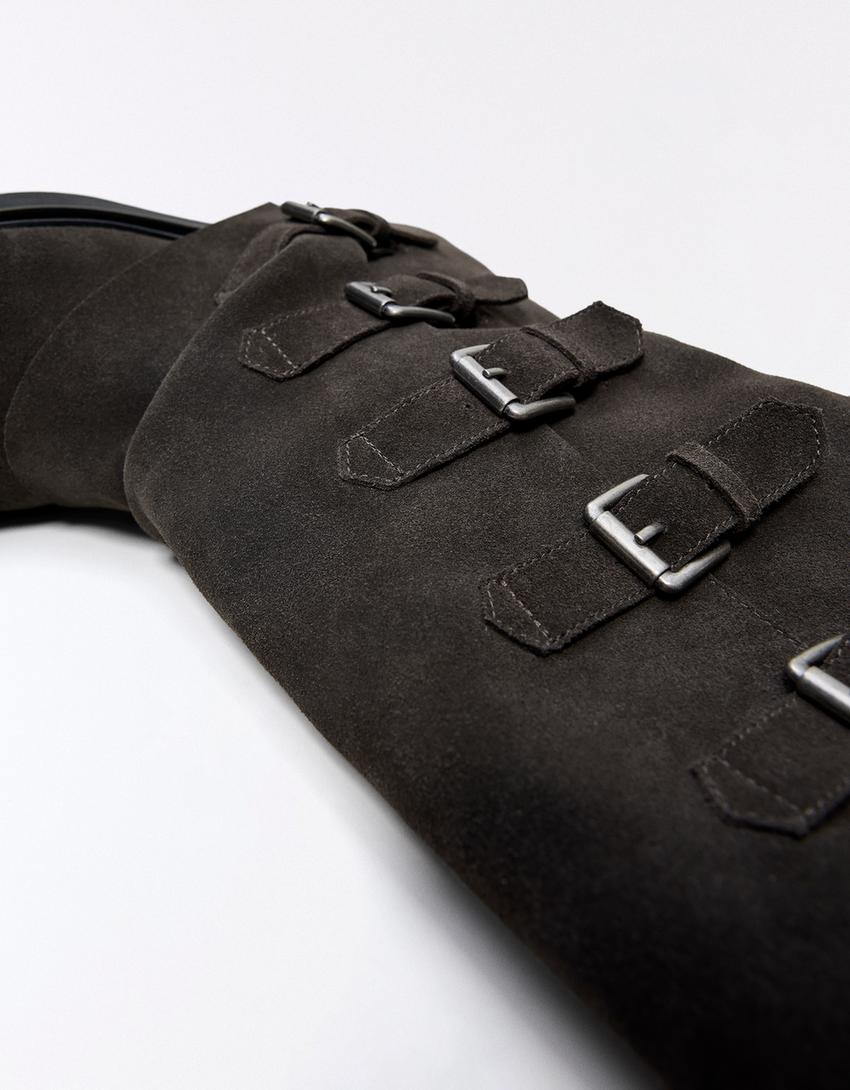 BOTÍN PIEL TROUSER HEBILLAS-Taupe