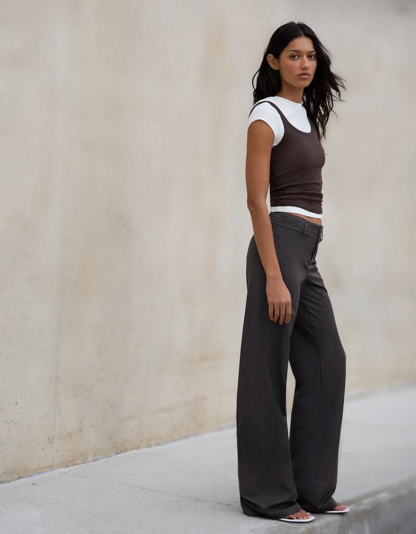 Широкі штани-темно-сірий