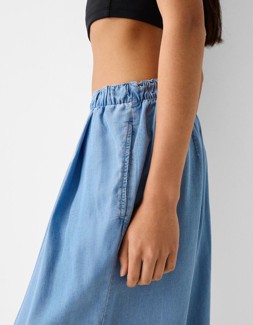 Lyocell culotte jeans-Light blue-5