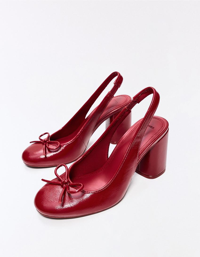 Slingback ballet flats with heels-RED