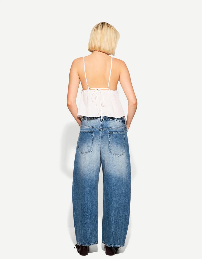 Jeans barrel goma en cintura-Azul lavado-2