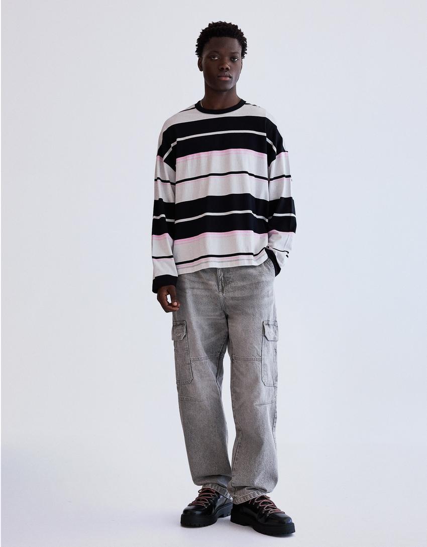 Baggy cargo jeans-Grey-0