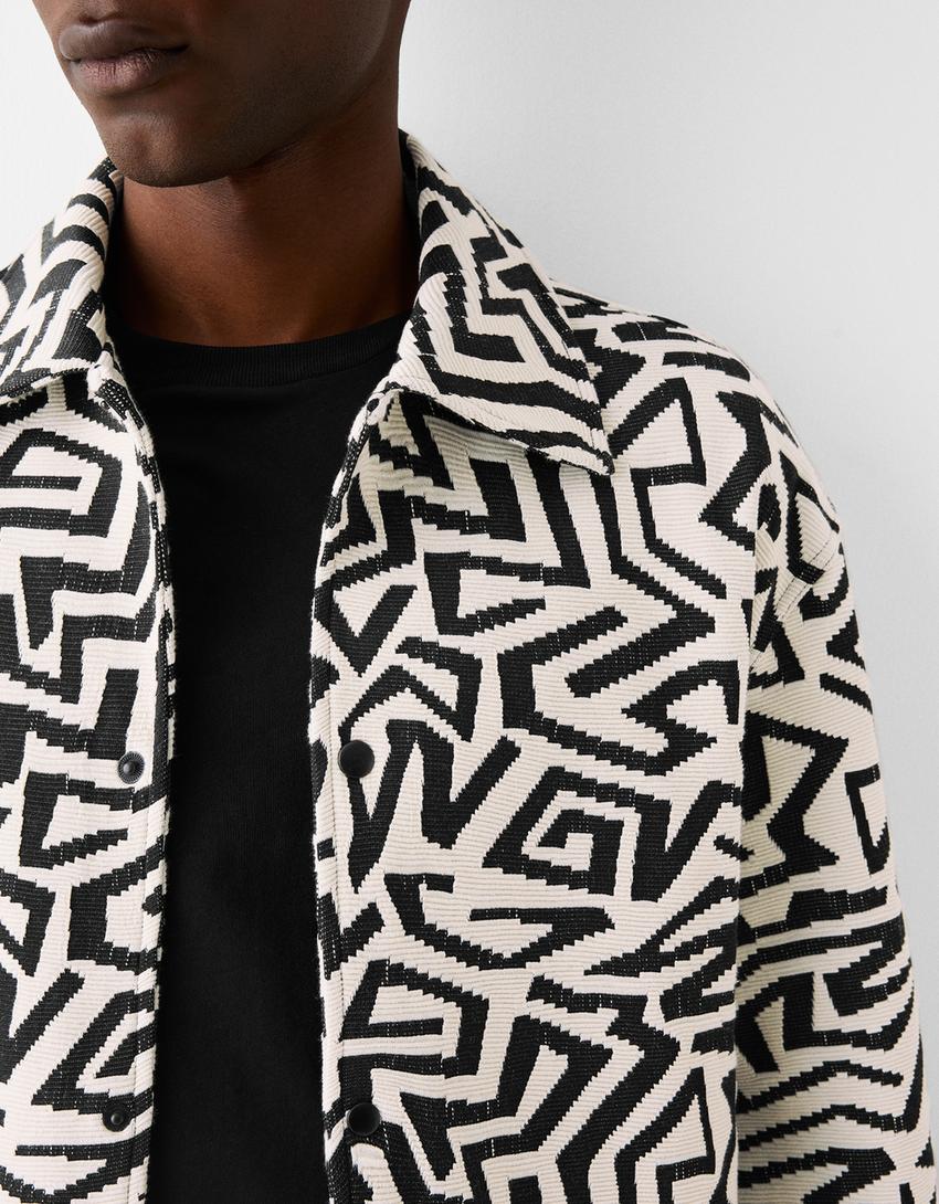 Blouson rustique imprimé-Noir-5