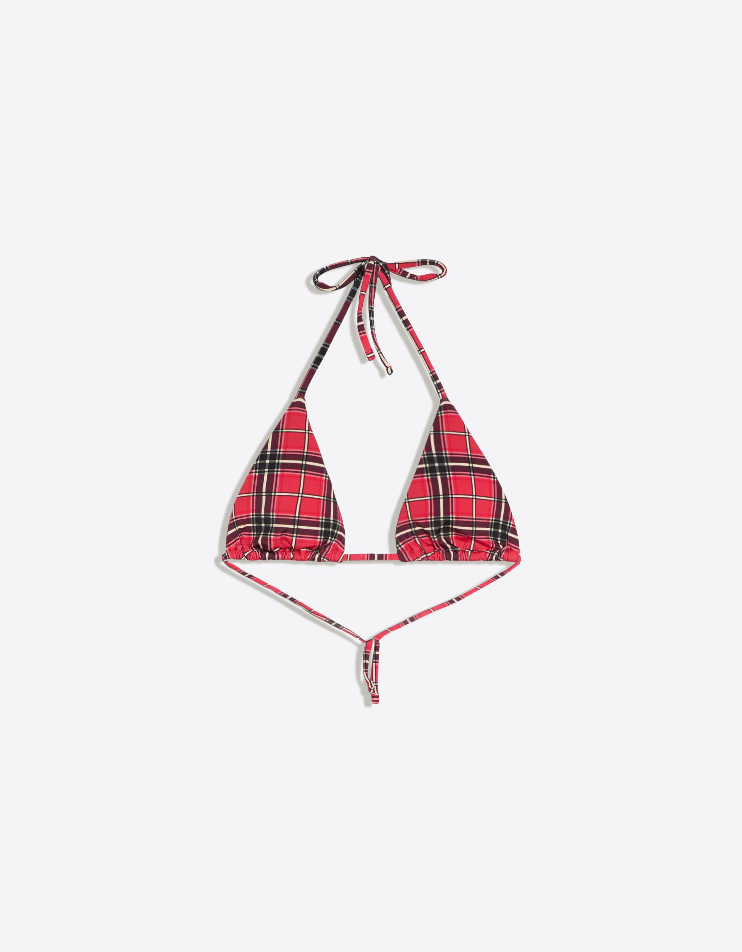 Check triangle bikini top — Red