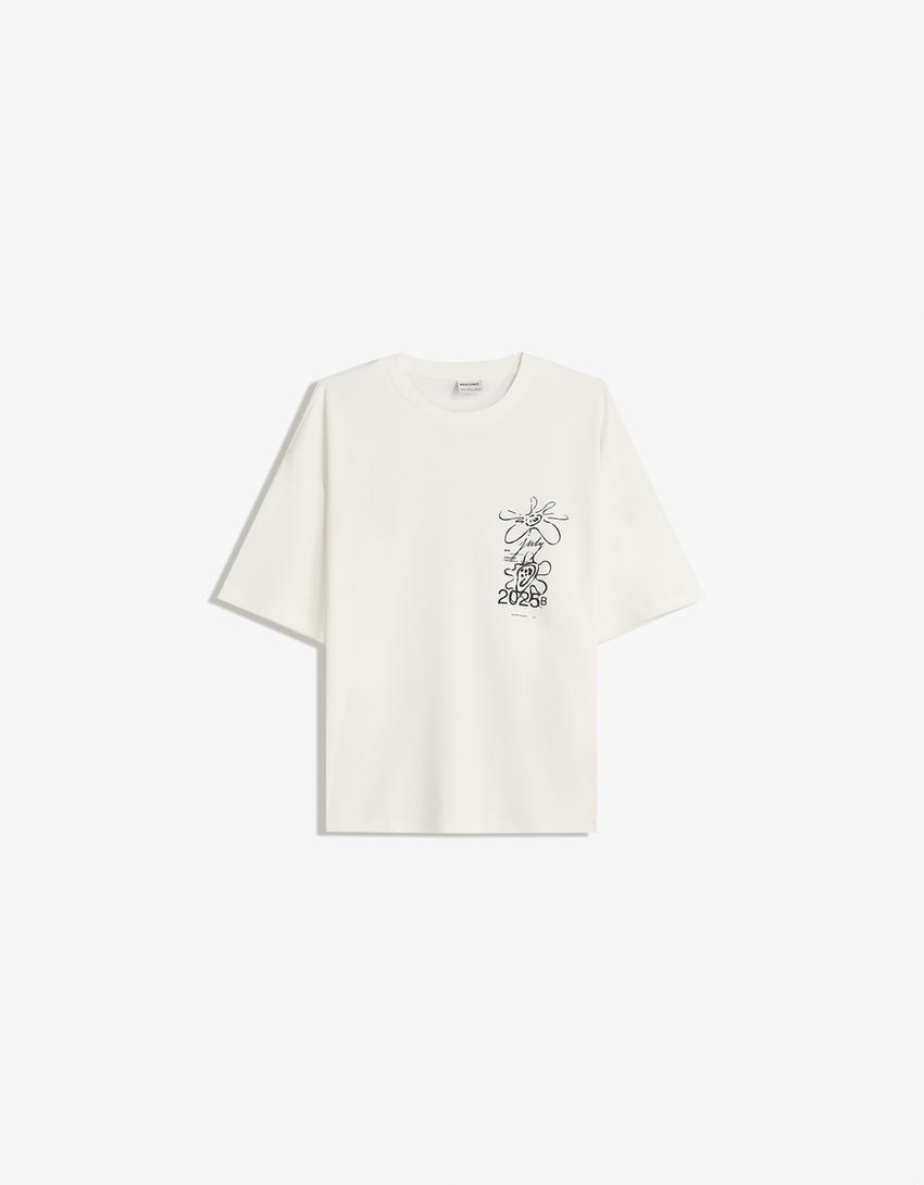 T-shirt manga curta estampada-Gelo