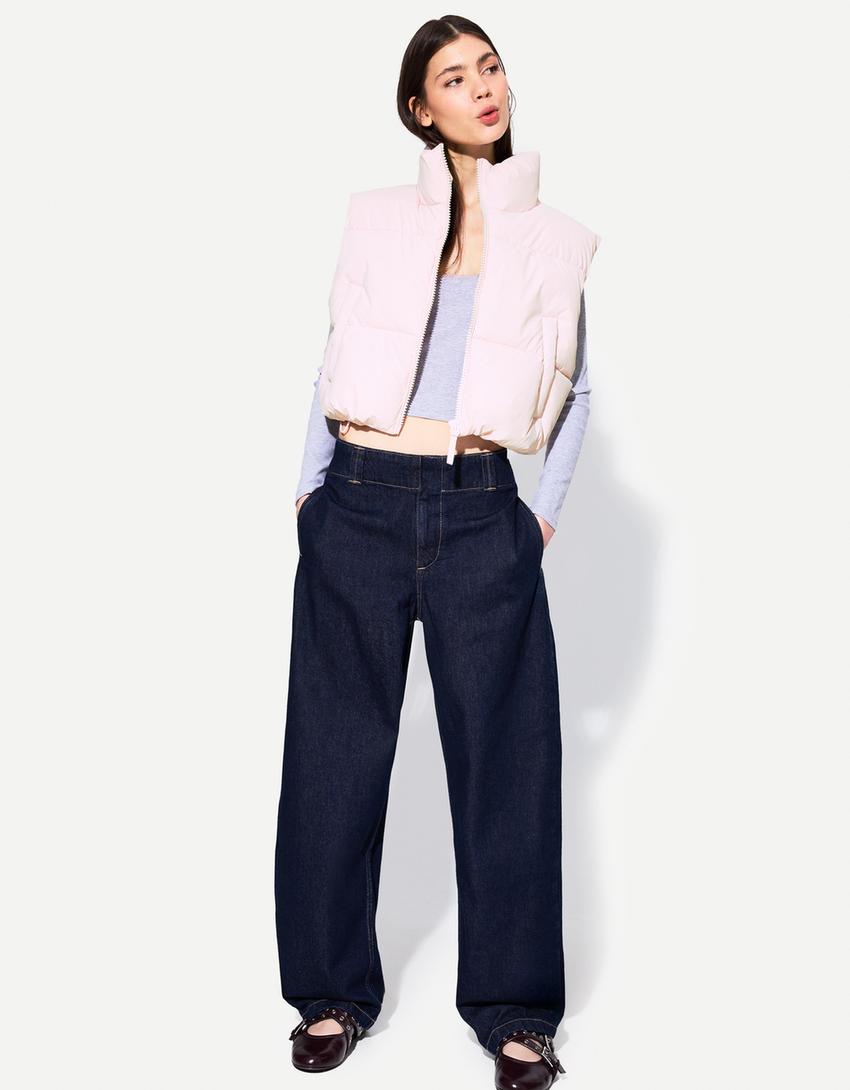 Crop şişme yelek-Pembe-1