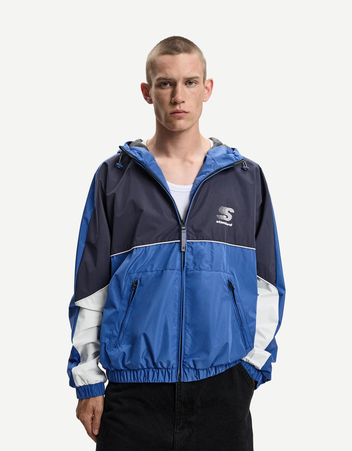 Lightweight colour block hooded jacket