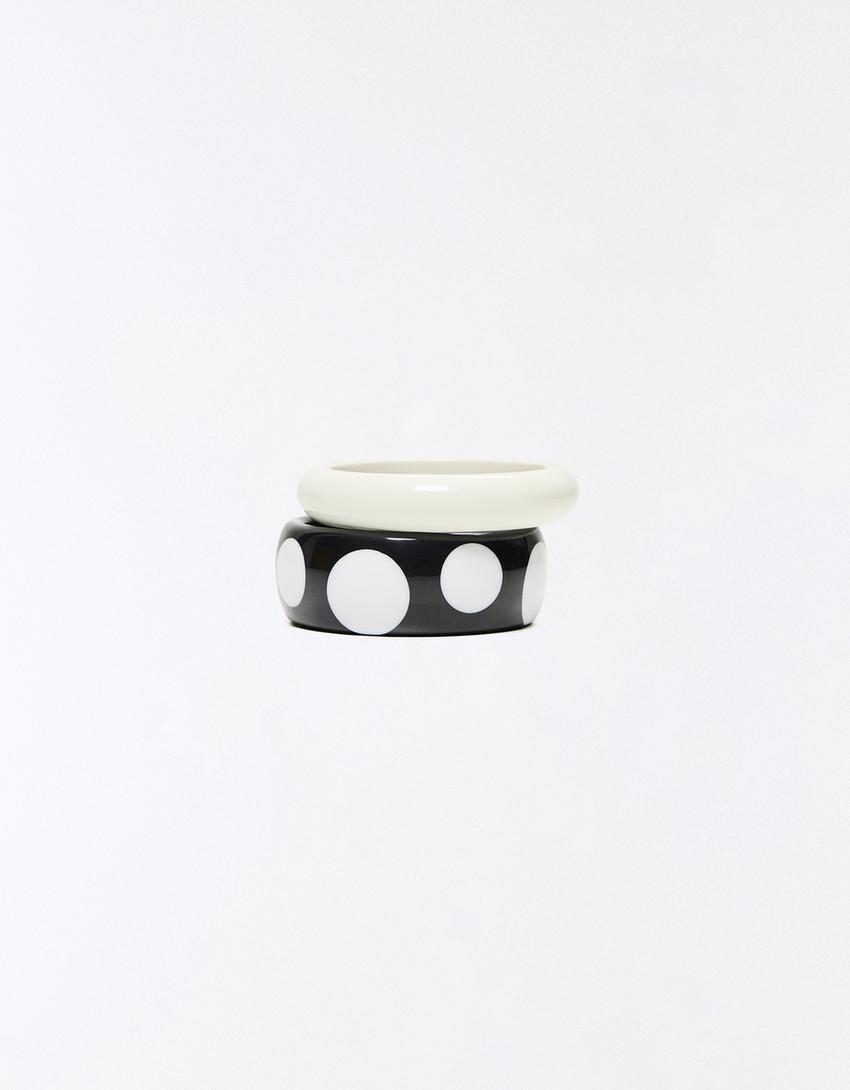 Pack berisi 3 gelang efek resin-Hitam