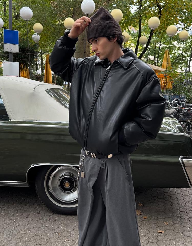 Leather effect puffer jacket