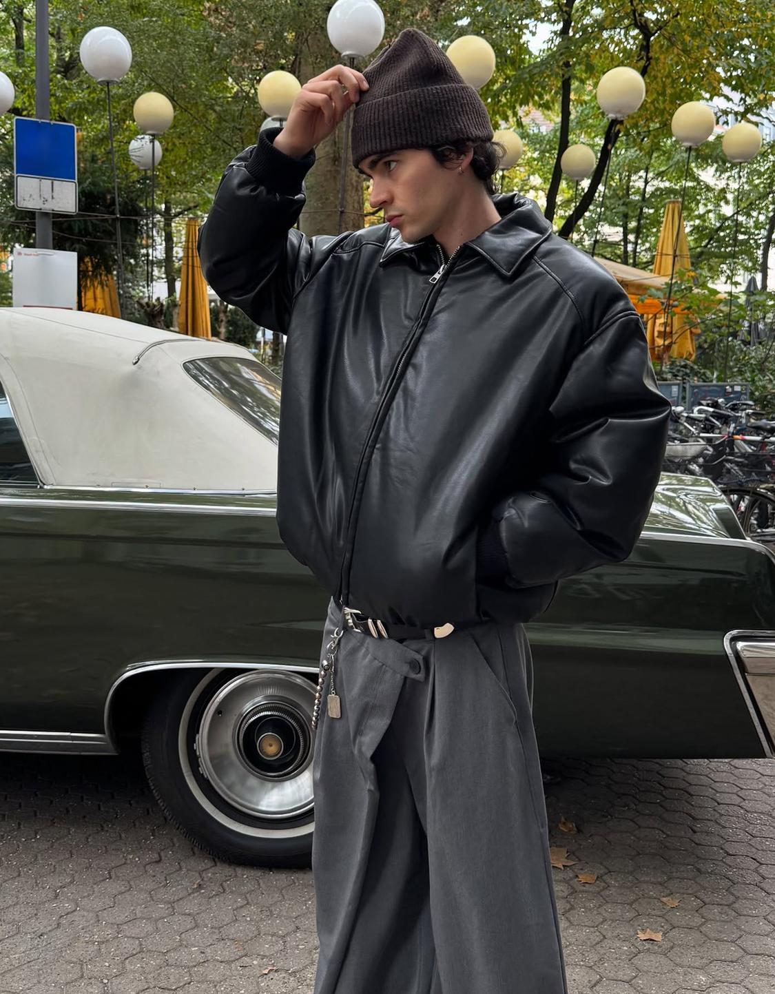 Leather effect puffer jacket