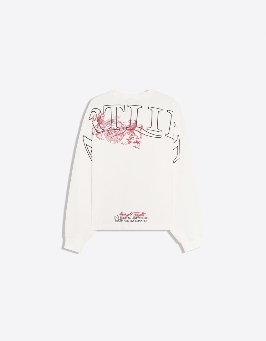 Langarmshirt mit Print-Weiss