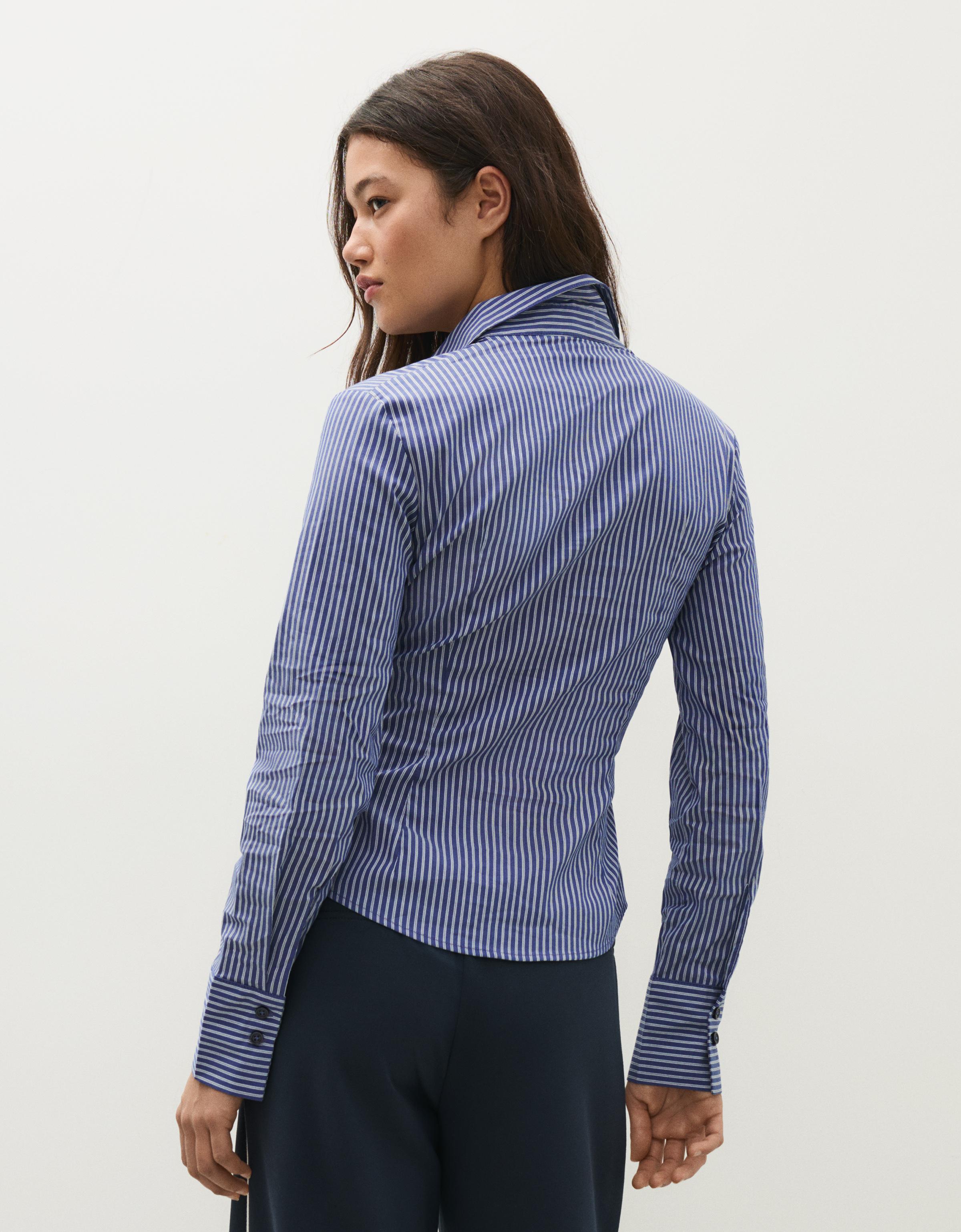 Fitted long-sleeved shirt — Blue