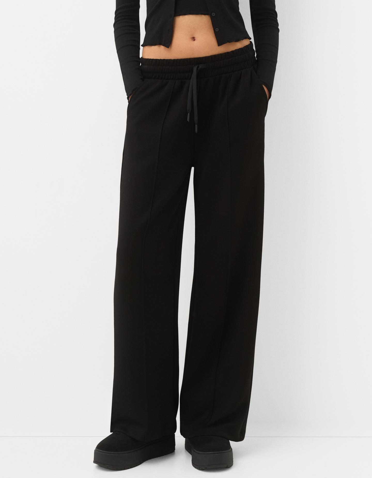 Bershka Soft-Wide-Leg-Hose Damen 10-12 Schwarz günstig online kaufen