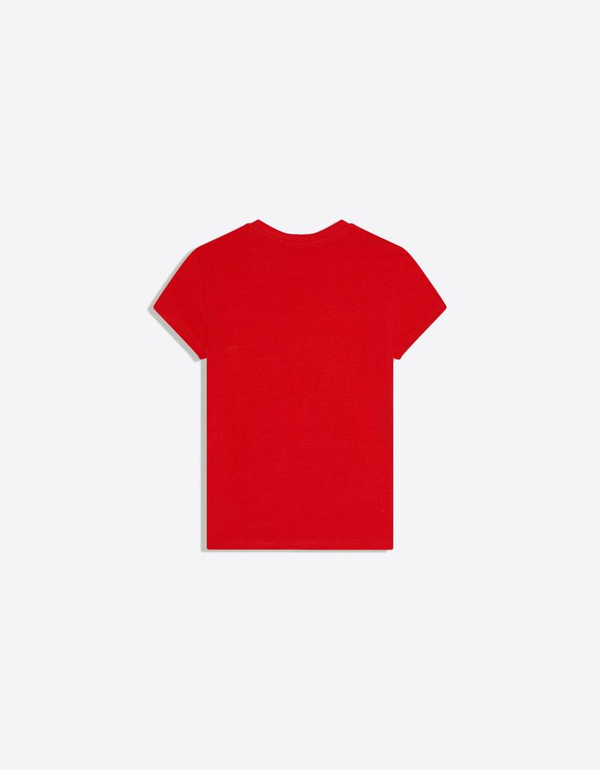 Short sleeve round neck T-shirt-Red