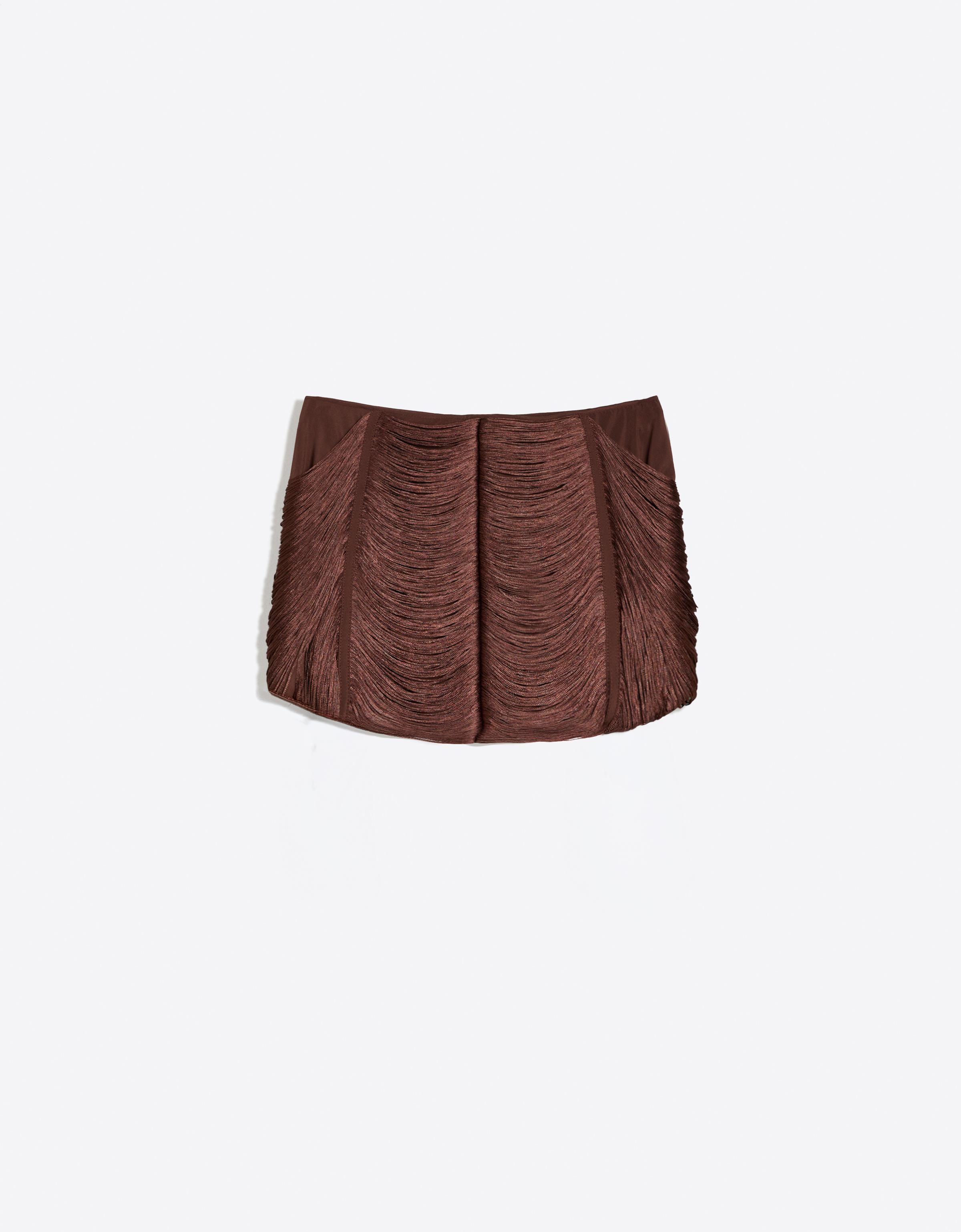 Fringed mini skirt