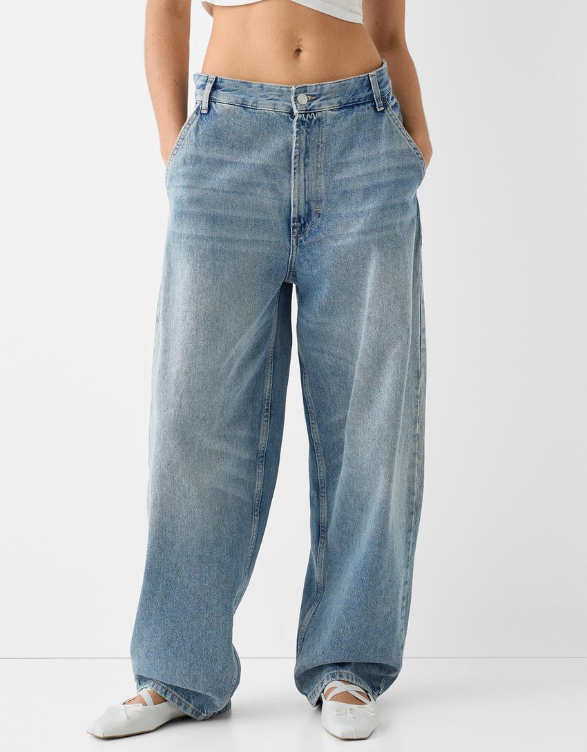 Jeans skater fit efeito lavado-Azul lavado-1