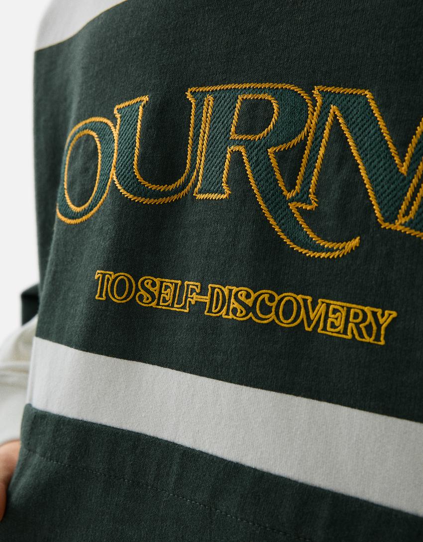 Sweat manches longues col polo-Vert-7