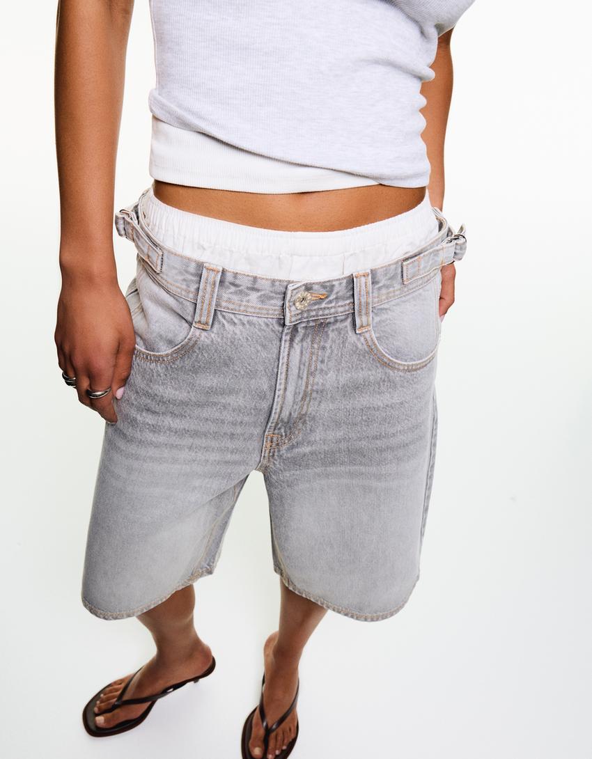 Bermuda denim balloon-Gris