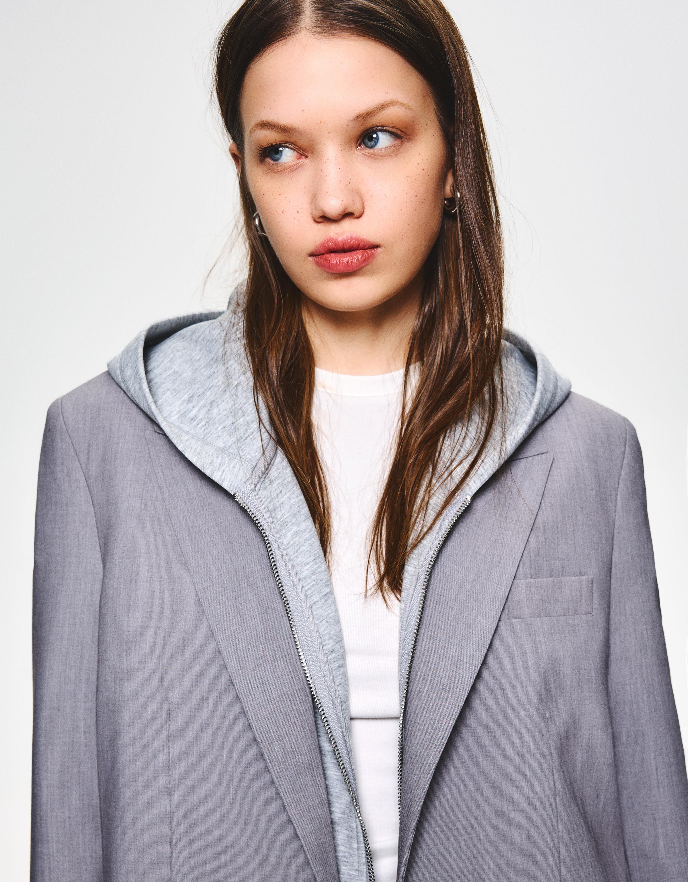 Bershka Blazer Mit Knopf Damen L Grau