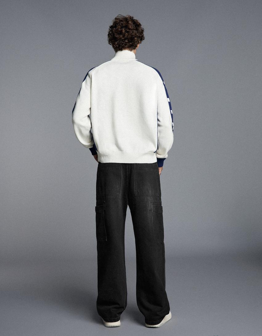 Jeans baggy fit cargo-Nero